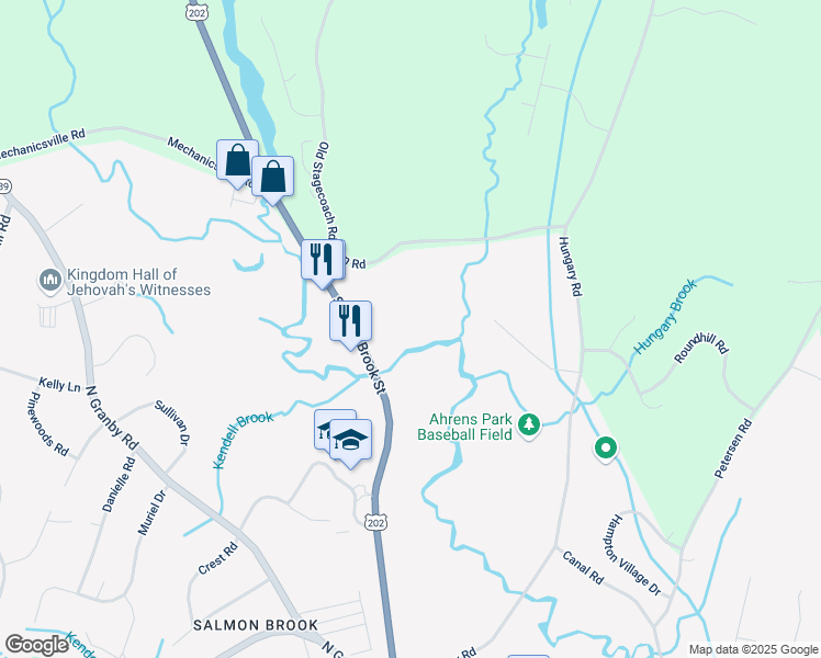map of restaurants, bars, coffee shops, grocery stores, and more near 356 Salmon Brook Street in Granby