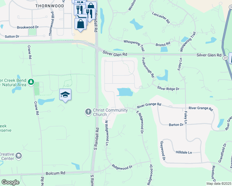 map of restaurants, bars, coffee shops, grocery stores, and more near 655 Glenwood Drive in South Elgin
