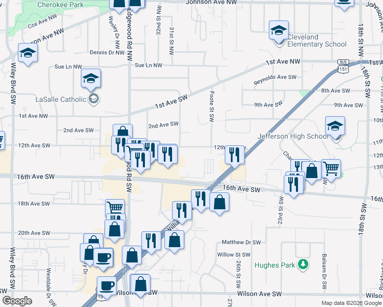 map of restaurants, bars, coffee shops, grocery stores, and more near 3009 12th Avenue Southwest in Cedar Rapids