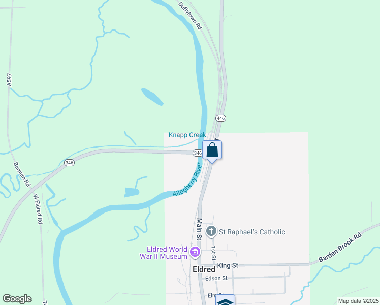 map of restaurants, bars, coffee shops, grocery stores, and more near Prentisvale Road in Eldred