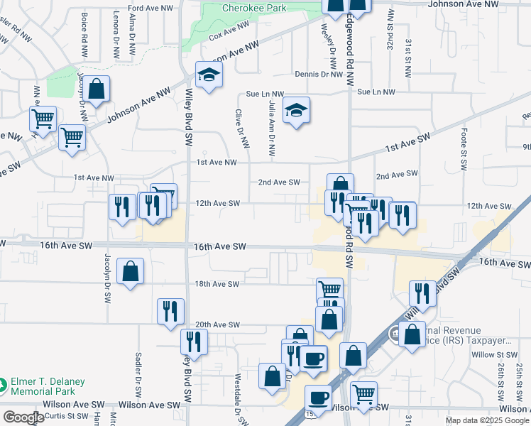 map of restaurants, bars, coffee shops, grocery stores, and more near 3720 12th Avenue Southwest in Cedar Rapids