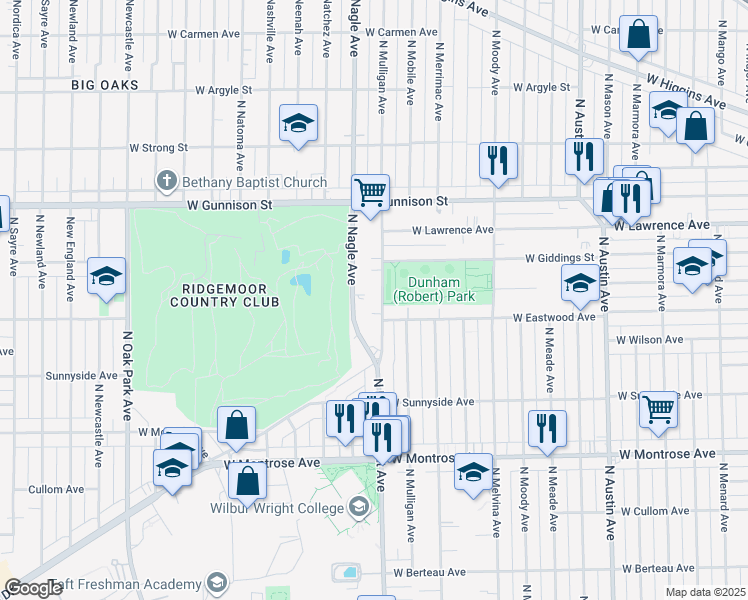 map of restaurants, bars, coffee shops, grocery stores, and more near 4663 North Nagle Avenue in Harwood Heights