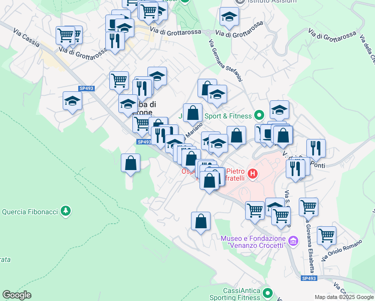 map of restaurants, bars, coffee shops, grocery stores, and more near 25 Via Leonessa in Roma