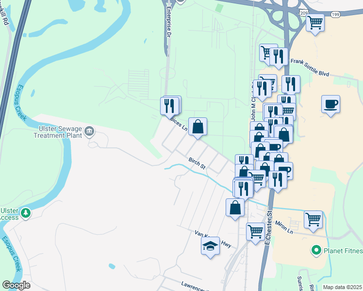 map of restaurants, bars, coffee shops, grocery stores, and more near 1126 Dogwood Street in Kingston