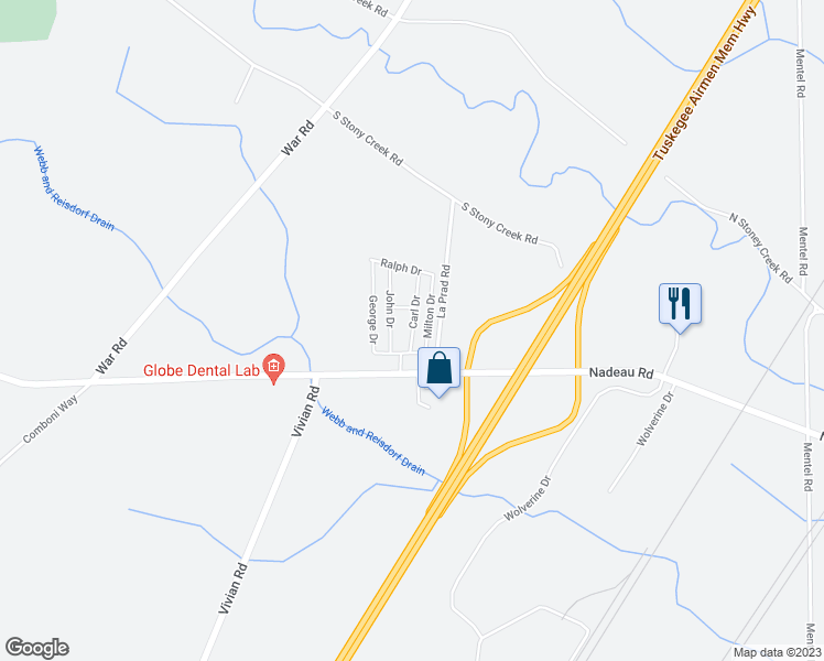 map of restaurants, bars, coffee shops, grocery stores, and more near 11 Carl Drive in Monroe