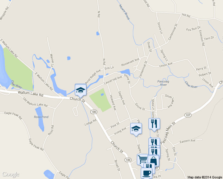 map of restaurants, bars, coffee shops, grocery stores, and more near 137 Howard Ave in Burrillville