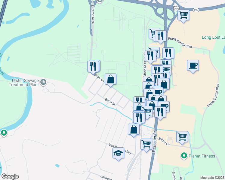 map of restaurants, bars, coffee shops, grocery stores, and more near 137 Boices Lane in Kingston