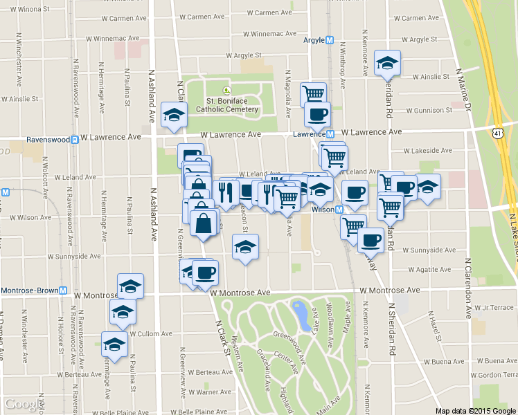 map of restaurants, bars, coffee shops, grocery stores, and more near in Chicago