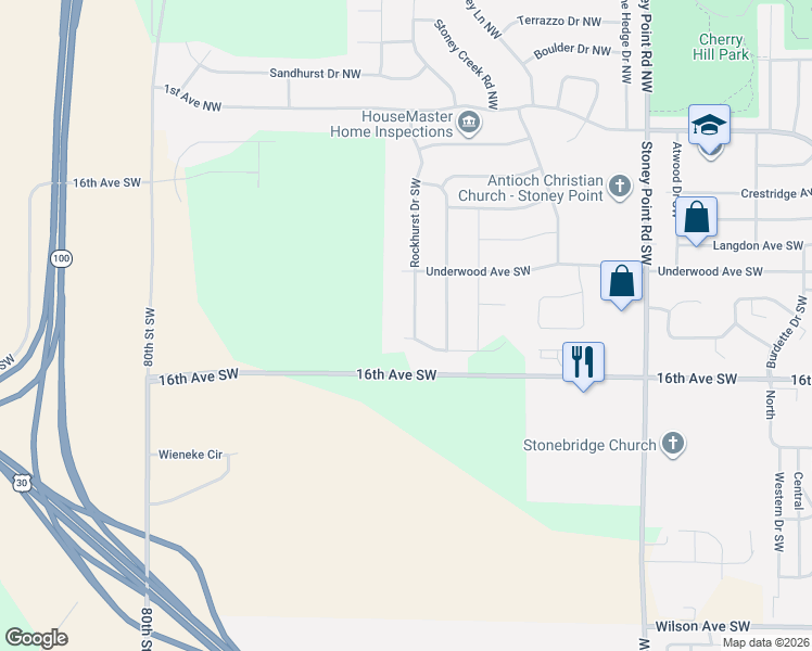 map of restaurants, bars, coffee shops, grocery stores, and more near 413-499 Rockhurst Drive Southwest in Cedar Rapids