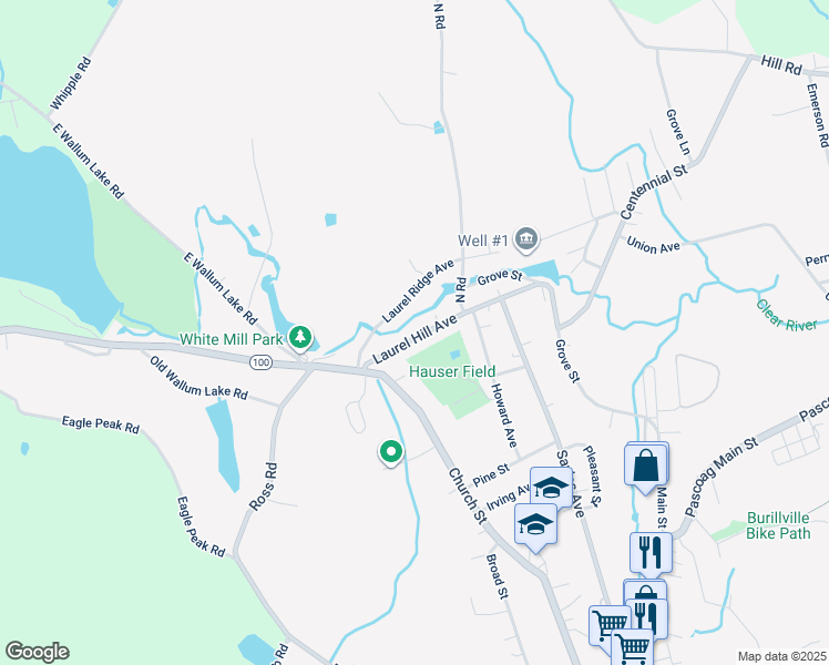 map of restaurants, bars, coffee shops, grocery stores, and more near 76 Laurel Hill Avenue in Burrillville