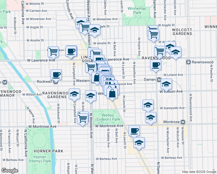 map of restaurants, bars, coffee shops, grocery stores, and more near in Chicago