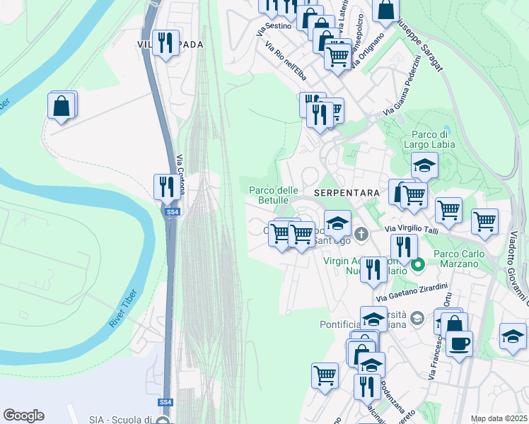 map of restaurants, bars, coffee shops, grocery stores, and more near 50-86 Via Romano Calò in Rome