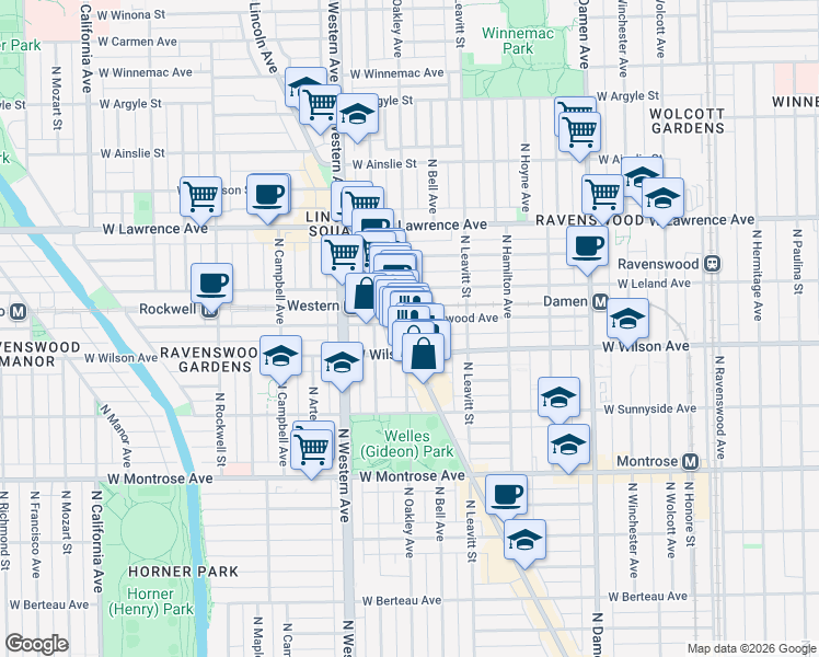 map of restaurants, bars, coffee shops, grocery stores, and more near in Chicago