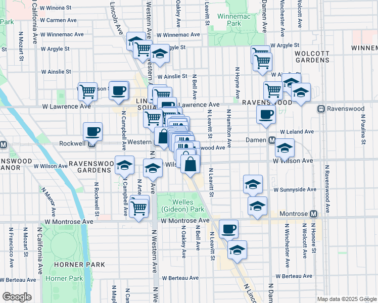map of restaurants, bars, coffee shops, grocery stores, and more near in Chicago