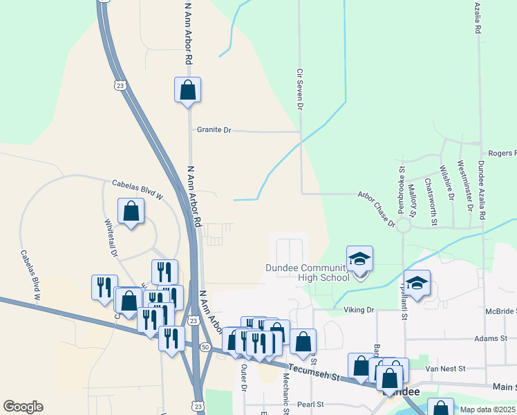 map of restaurants, bars, coffee shops, grocery stores, and more near 254 Emerald Circle in Dundee