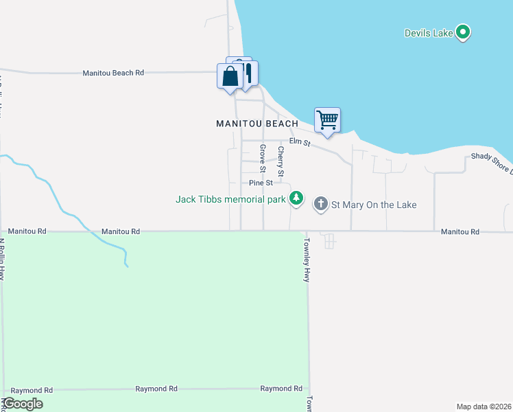map of restaurants, bars, coffee shops, grocery stores, and more near 755 Devils Lake Highway in Manitou Beach-Devils Lake