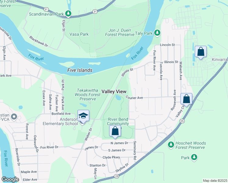 map of restaurants, bars, coffee shops, grocery stores, and more near in Valley View