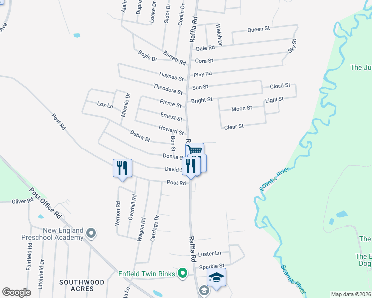 map of restaurants, bars, coffee shops, grocery stores, and more near 5 Donna Street in Enfield