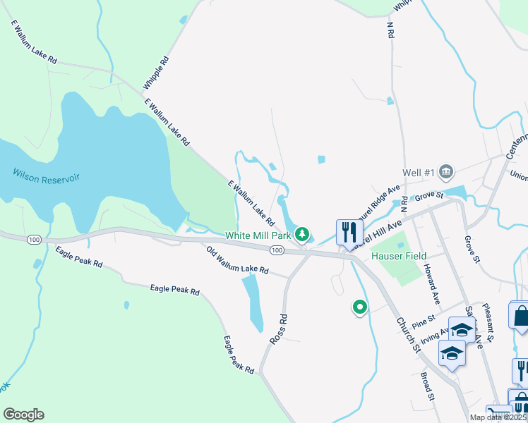 map of restaurants, bars, coffee shops, grocery stores, and more near 111 East Wallum Lake Road in Burrillville