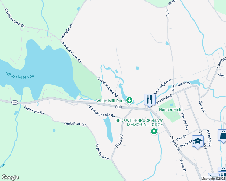 map of restaurants, bars, coffee shops, grocery stores, and more near 111 East Wallum Lake Road in Burrillville