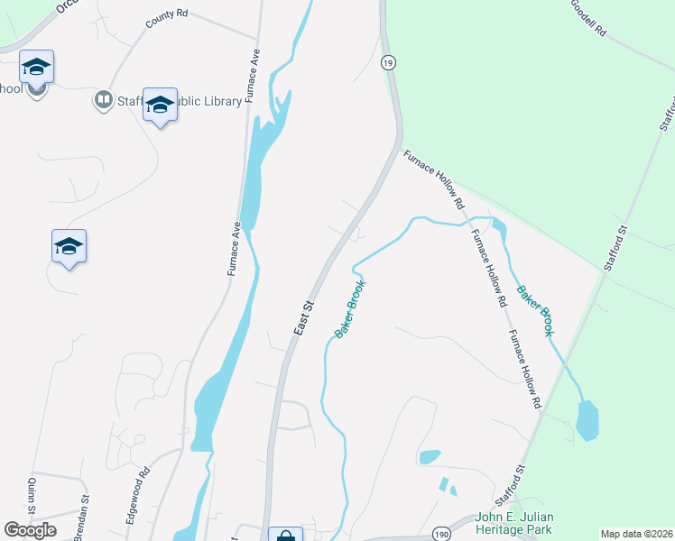 map of restaurants, bars, coffee shops, grocery stores, and more near 87 East Street in Stafford