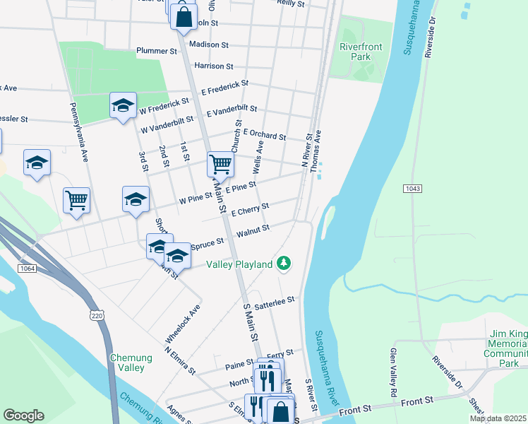 map of restaurants, bars, coffee shops, grocery stores, and more near 200 East Cherry Street in Athens
