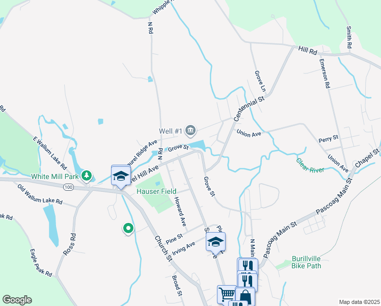 map of restaurants, bars, coffee shops, grocery stores, and more near 202 Laurel Hill Avenue in Burrillville