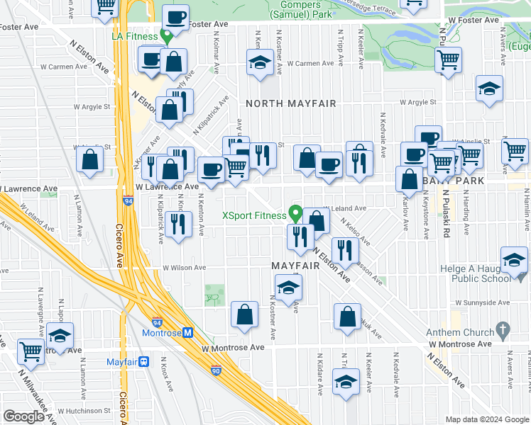 map of restaurants, bars, coffee shops, grocery stores, and more near in Chicago