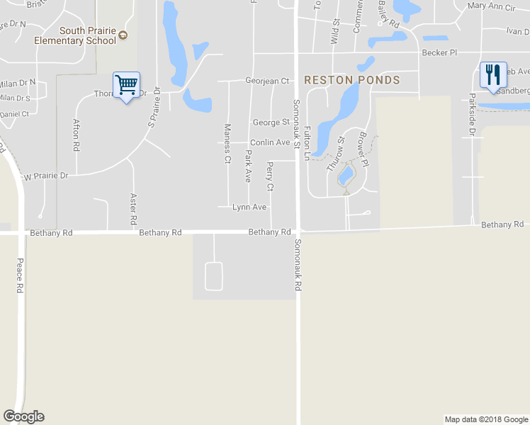 map of restaurants, bars, coffee shops, grocery stores, and more near 1905 Perry Court in Sycamore