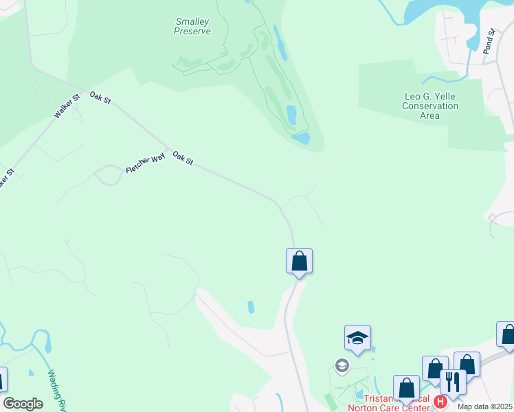 map of restaurants, bars, coffee shops, grocery stores, and more near 94 Oak Street in Norton