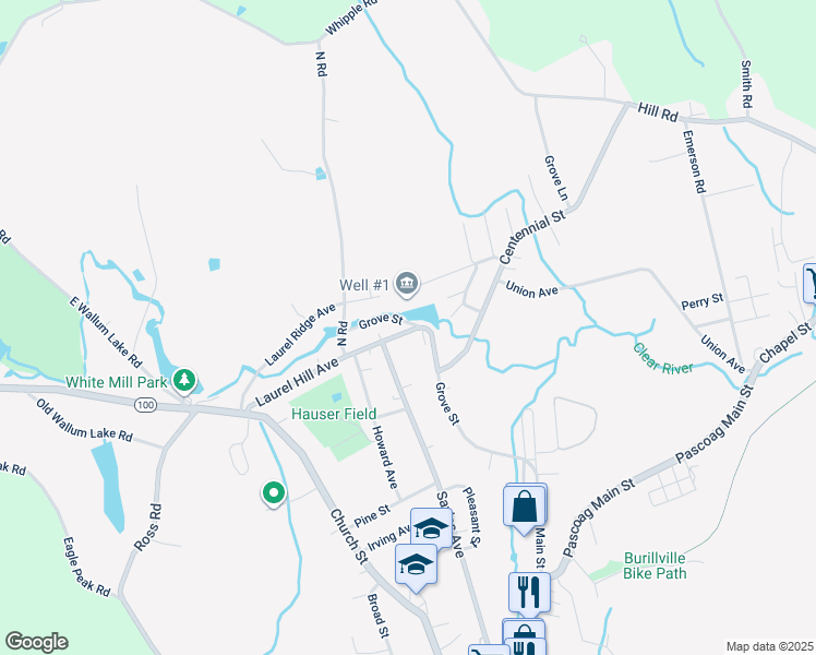 map of restaurants, bars, coffee shops, grocery stores, and more near 202 Laurel Hill Avenue in Burrillville