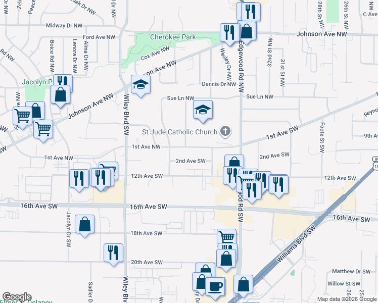 map of restaurants, bars, coffee shops, grocery stores, and more near 3715 1st Ave SW in Cedar Rapids