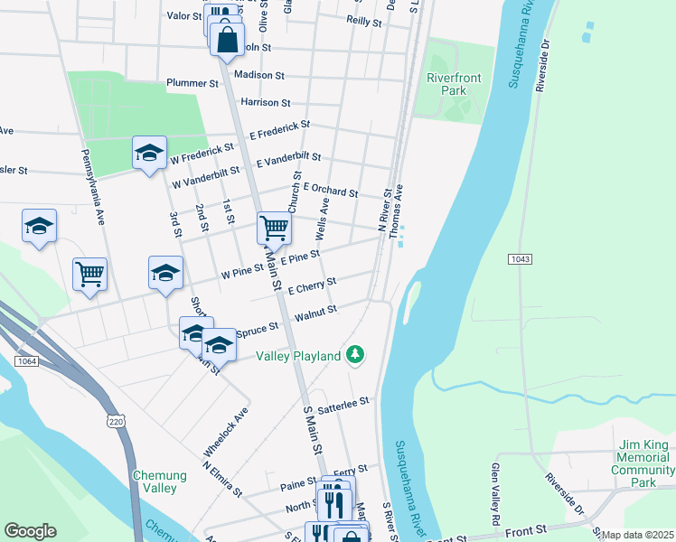 map of restaurants, bars, coffee shops, grocery stores, and more near 200-216 E Cherry St in Athens