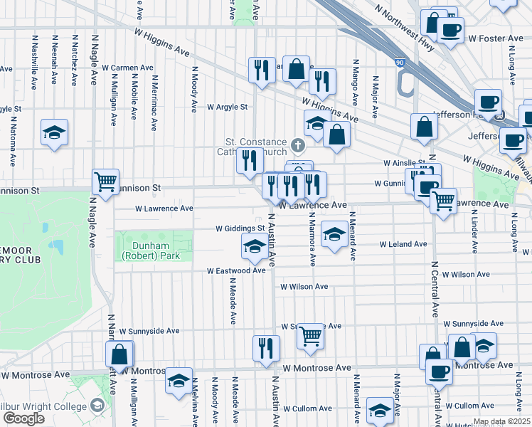 map of restaurants, bars, coffee shops, grocery stores, and more near in Chicago