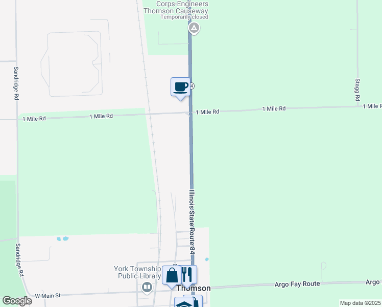 map of restaurants, bars, coffee shops, grocery stores, and more near 2503 Illinois 84 in Thomson