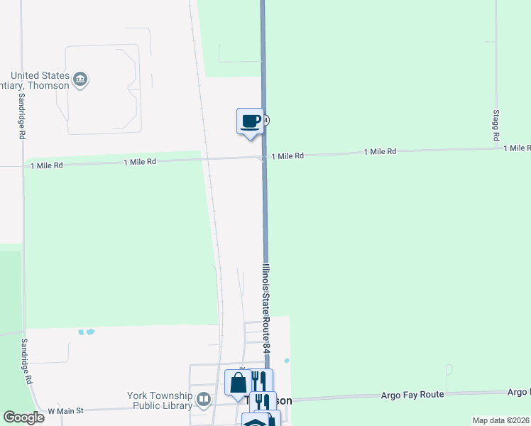 map of restaurants, bars, coffee shops, grocery stores, and more near 2503 Illinois 84 in Thomson
