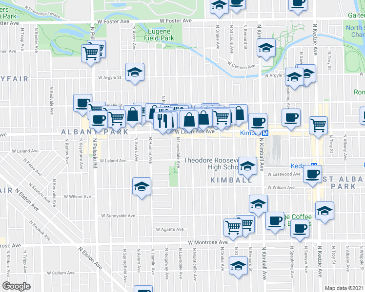 map of restaurants, bars, coffee shops, grocery stores, and more near in Chicago