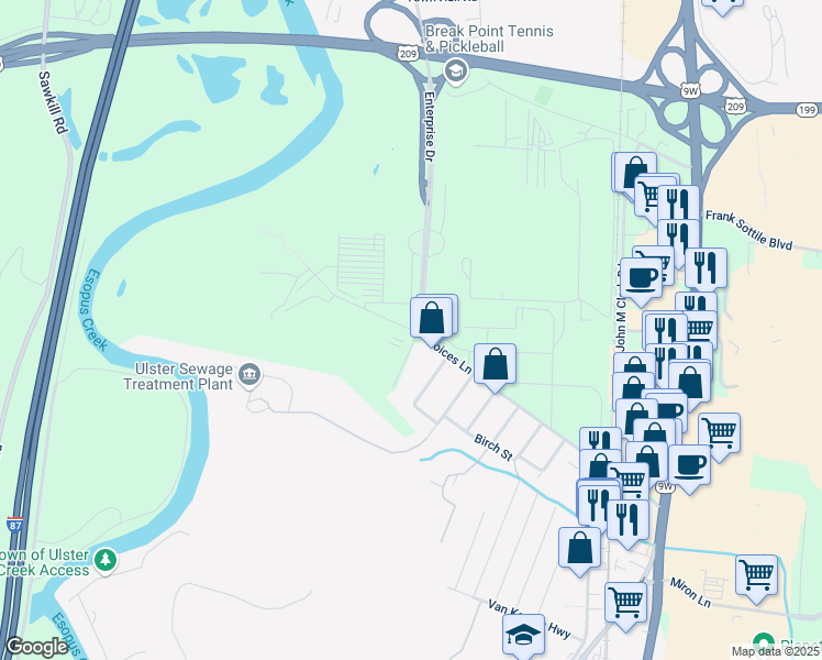 map of restaurants, bars, coffee shops, grocery stores, and more near 505 Boices Lane in Kingston