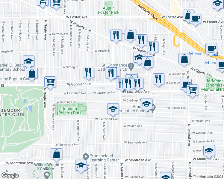 map of restaurants, bars, coffee shops, grocery stores, and more near in Chicago