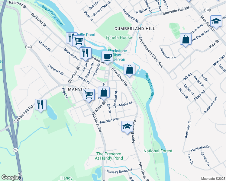 map of restaurants, bars, coffee shops, grocery stores, and more near 3 Pine Street in Lincoln