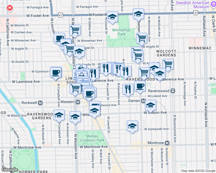 map of restaurants, bars, coffee shops, grocery stores, and more near in Chicago
