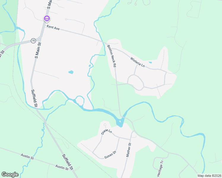 map of restaurants, bars, coffee shops, grocery stores, and more near 433 Boston Neck Road in Suffield