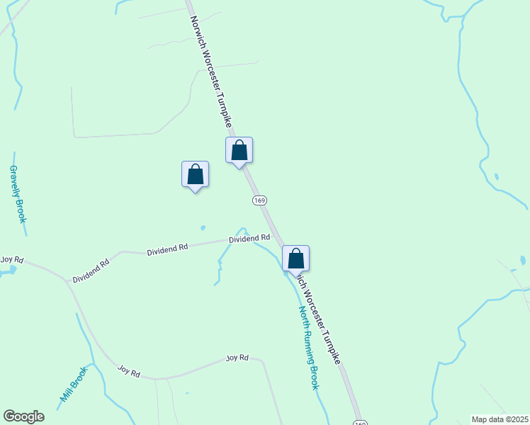 map of restaurants, bars, coffee shops, grocery stores, and more near Connecticut 169 in Woodstock