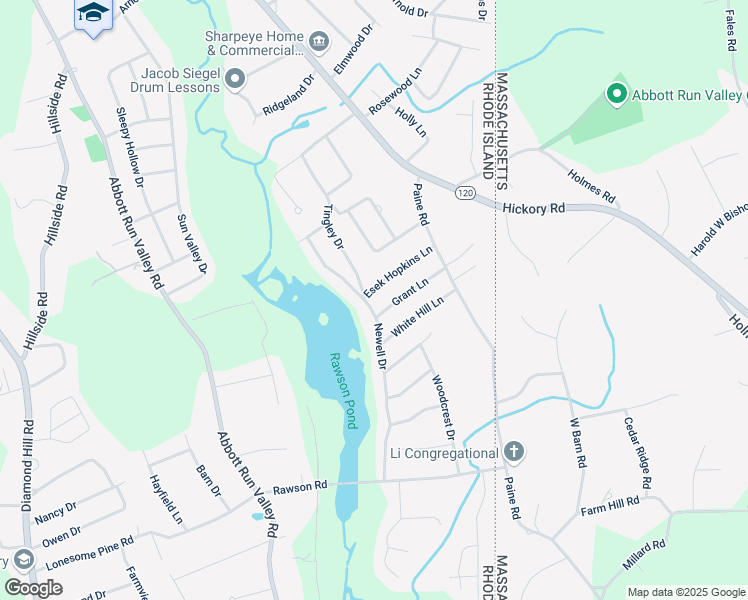 map of restaurants, bars, coffee shops, grocery stores, and more near 44 Newell Drive in Cumberland