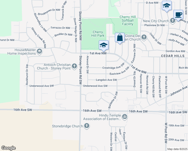 map of restaurants, bars, coffee shops, grocery stores, and more near 6239 Eastview Avenue Southwest in Cedar Rapids