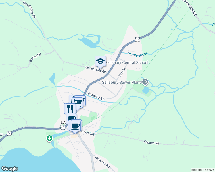 map of restaurants, bars, coffee shops, grocery stores, and more near 18 Lakeview Avenue in Salisbury