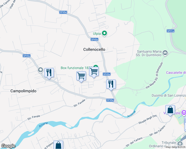 map of restaurants, bars, coffee shops, grocery stores, and more near 4 Via Delle Gardenie in Città Metropolitana di Roma