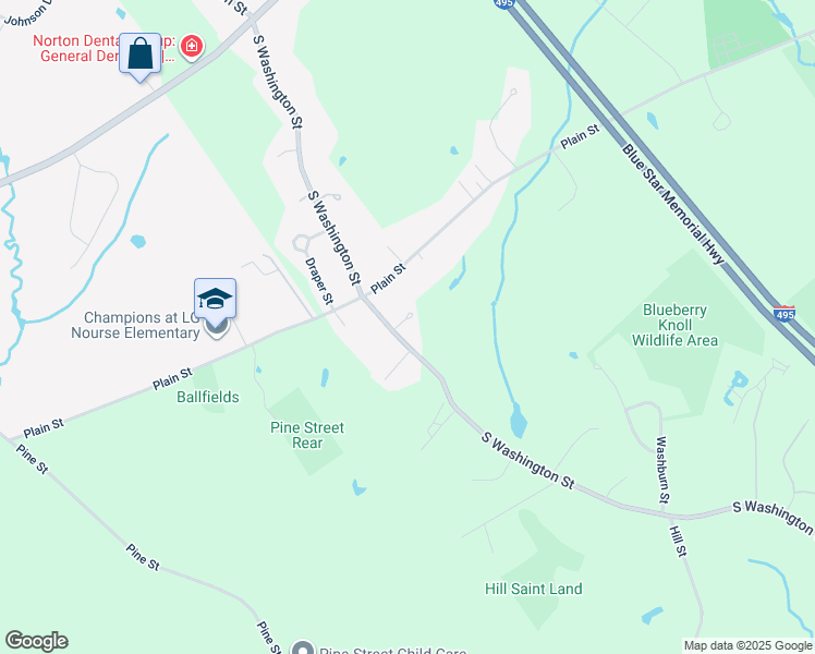 map of restaurants, bars, coffee shops, grocery stores, and more near 82 South Washington Street in Taunton