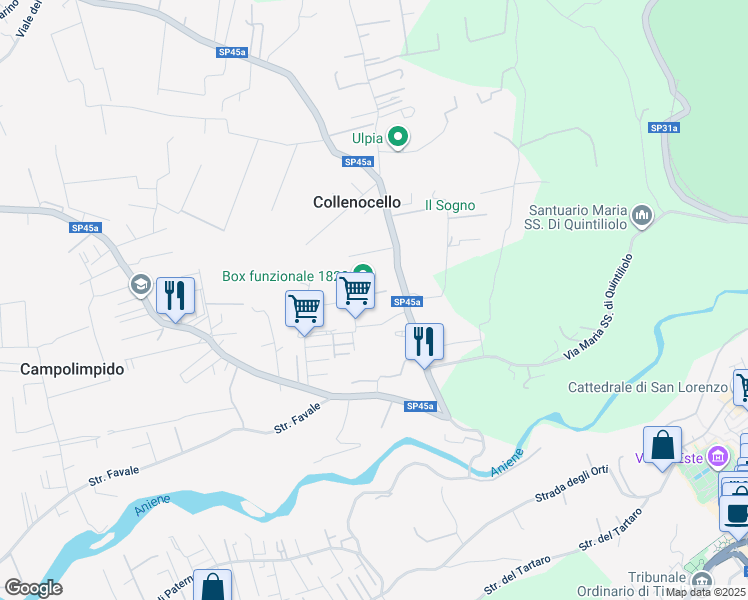 map of restaurants, bars, coffee shops, grocery stores, and more near Strada Collenocello in Collenocello