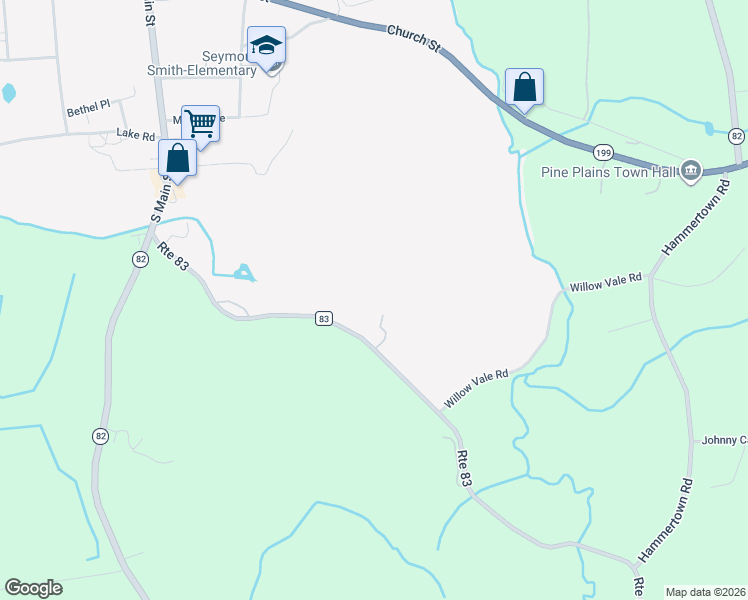 map of restaurants, bars, coffee shops, grocery stores, and more near 2314 County Road 83 in Pine Plains
